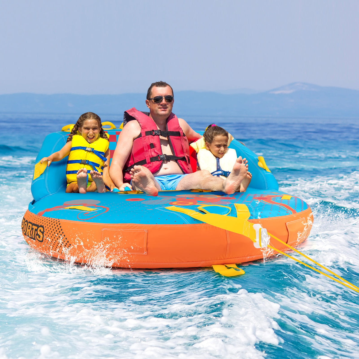 Boating 3 Riders Towable Tube Water Sport Towables Sofa Pull Tube with Nylon Cover-Water Sports-DECOROLALA