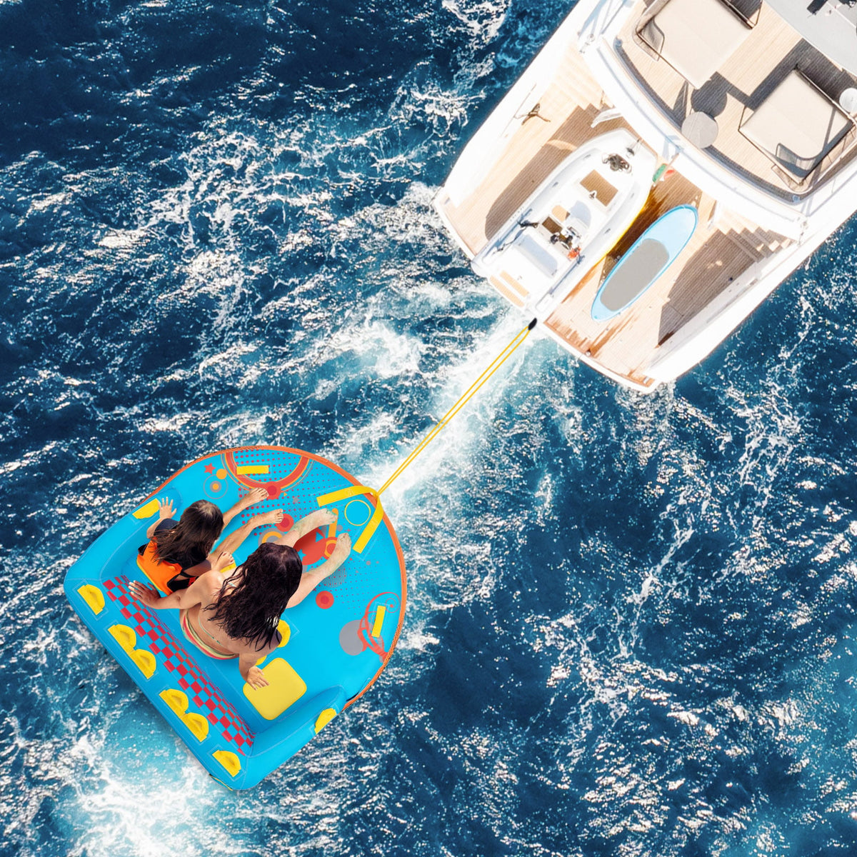 Boating 3 Riders Towable Tube Water Sport Towables Sofa Pull Tube with Nylon Cover-Water Sports-DECOROLALA