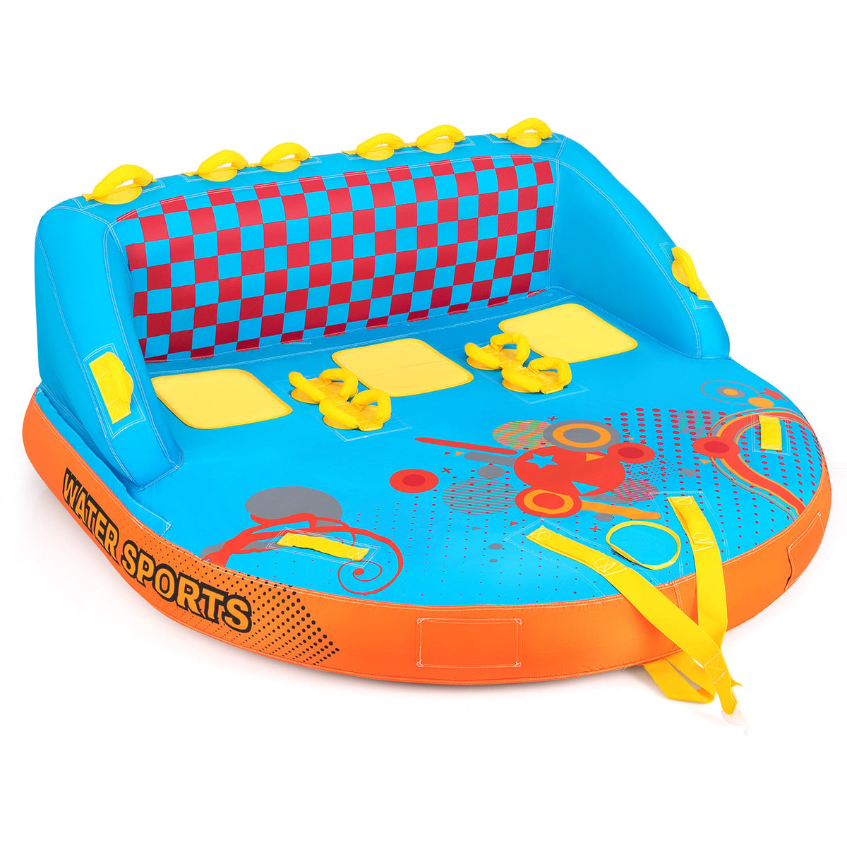 Boating 3 Riders Towable Tube Water Sport Towables Sofa Pull Tube with Nylon Cover-Water Sports-DECOROLALA