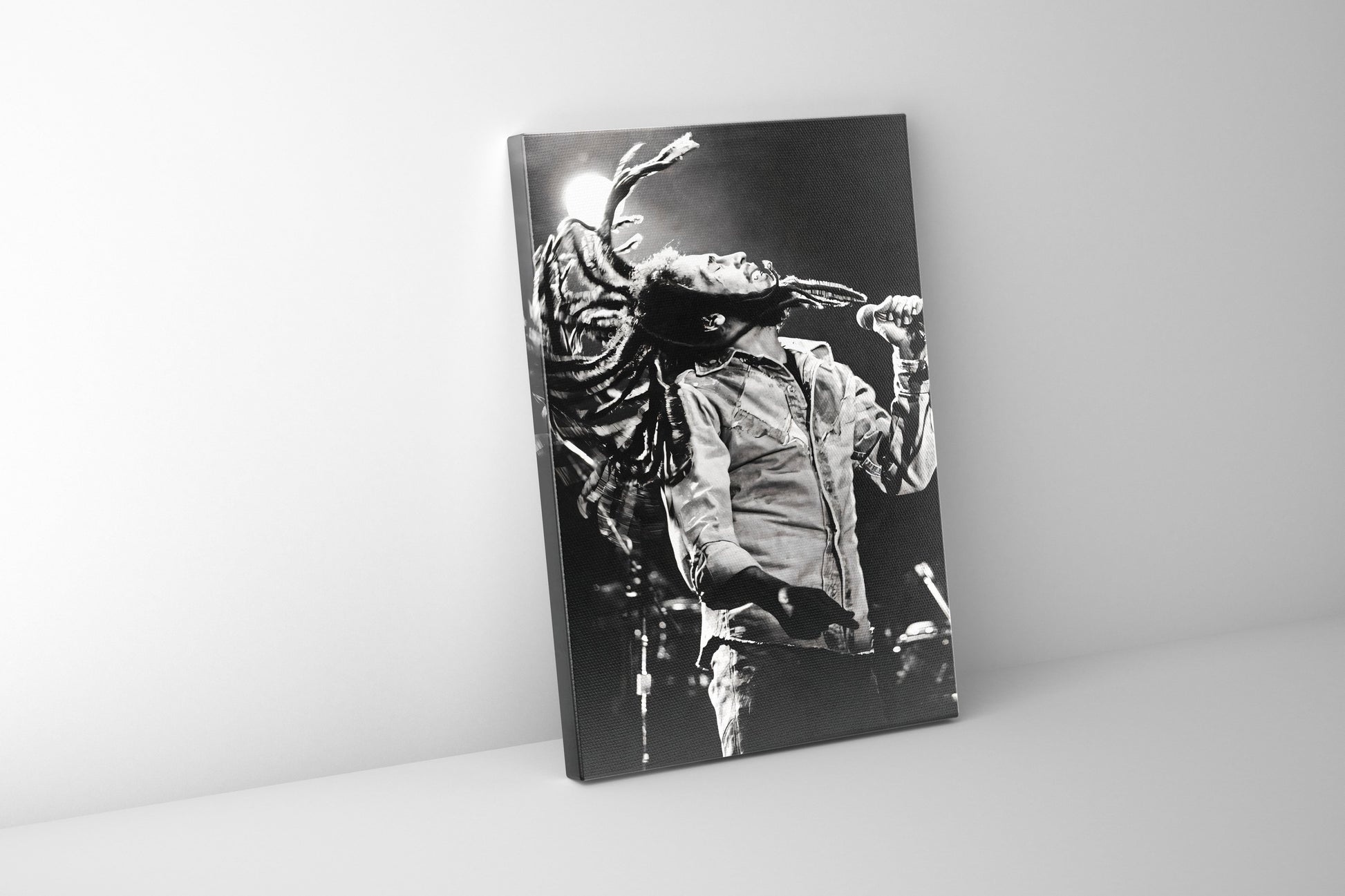 Bob Marley Canvas Poster 48x36 Silver Finish-Canvas Print-DECOROLALA