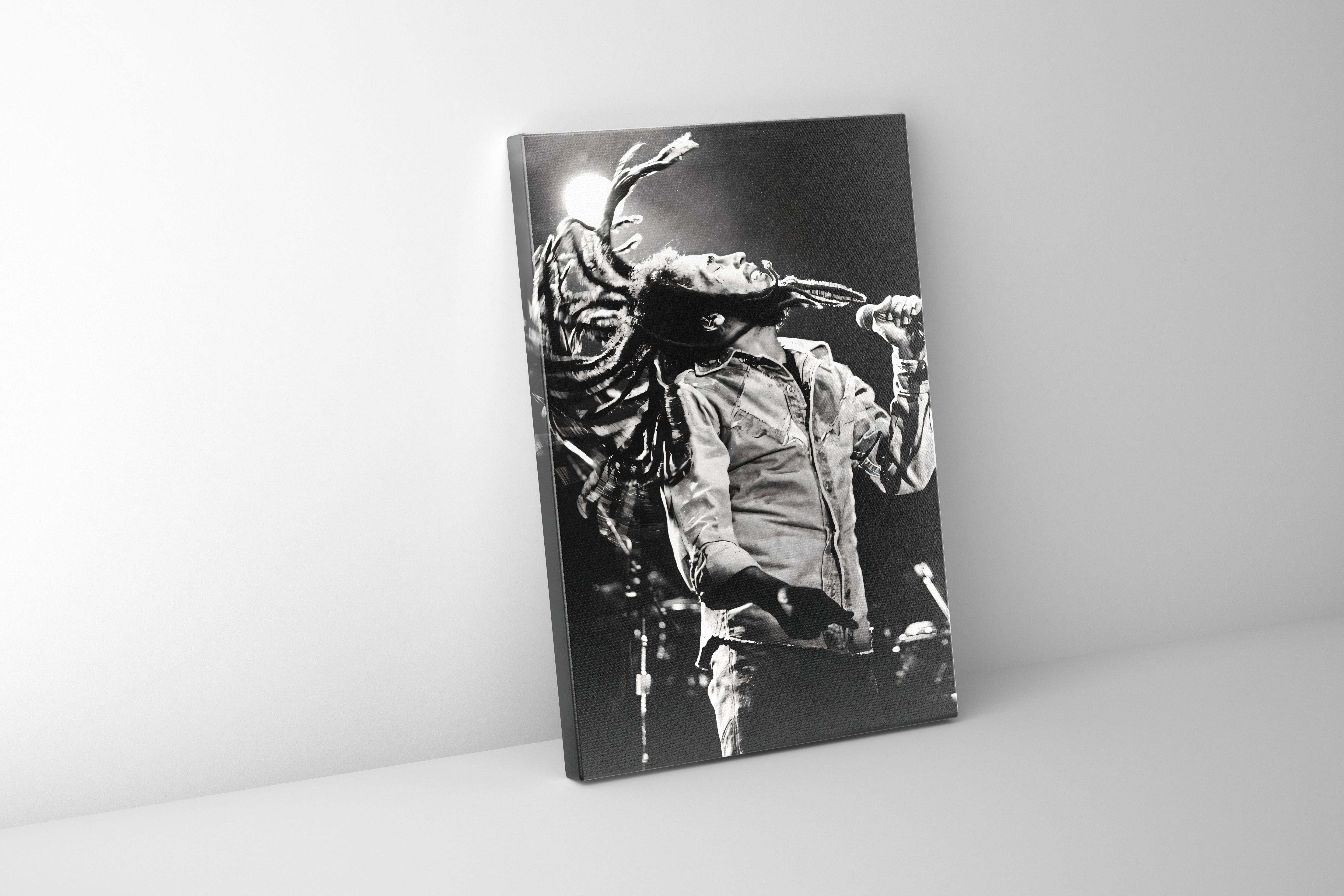 Bob Marley Canvas Poster 48x36 Silver Finish-Canvas Print-DECOROLALA