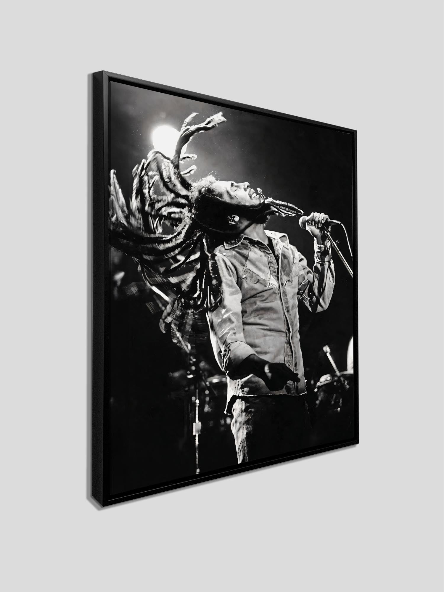 Bob Marley Canvas Poster 48x36 Silver Finish-Canvas Print-DECOROLALA