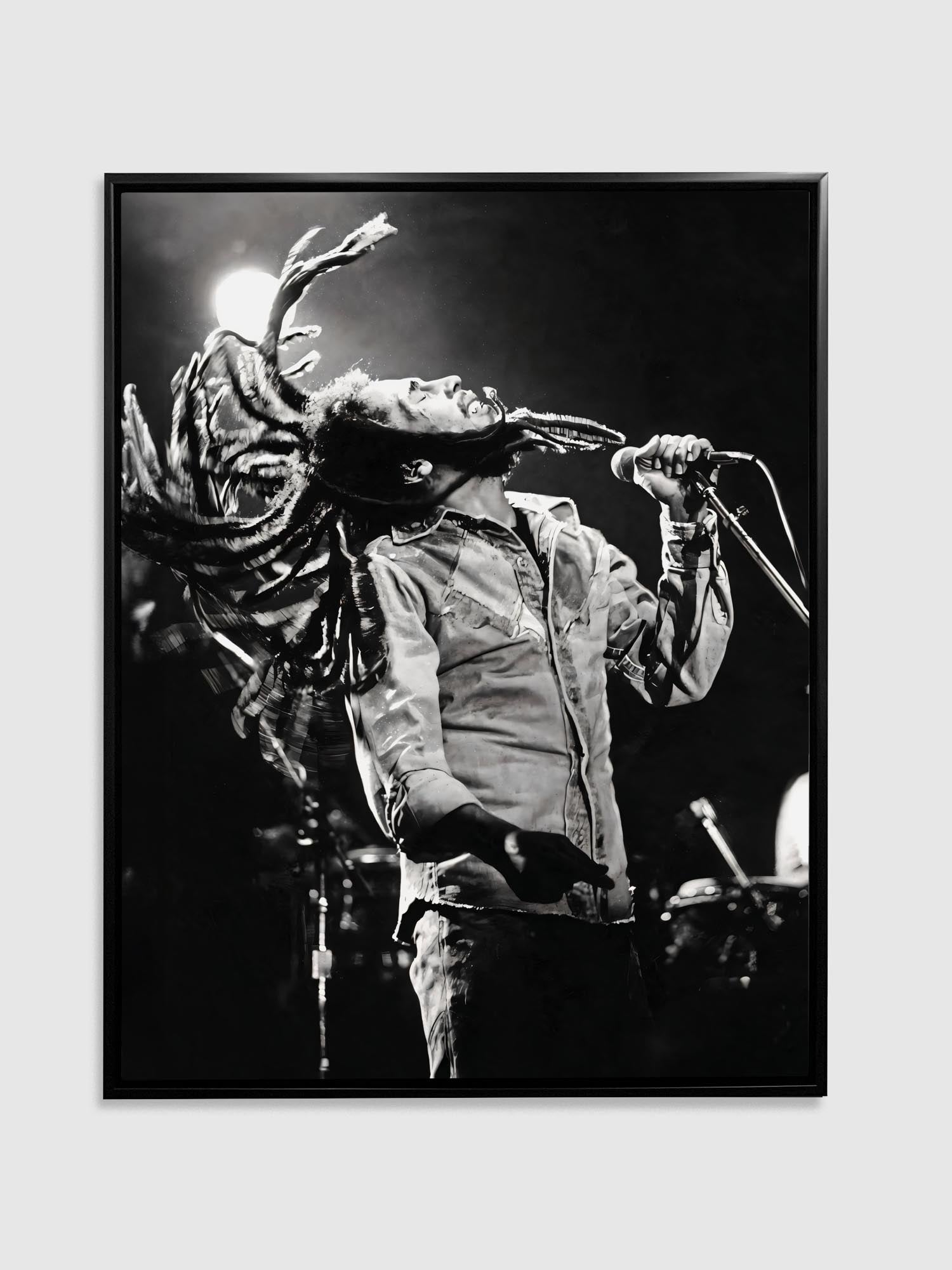 Bob Marley Canvas Poster 48x36 Silver Finish-Canvas Print-DECOROLALA