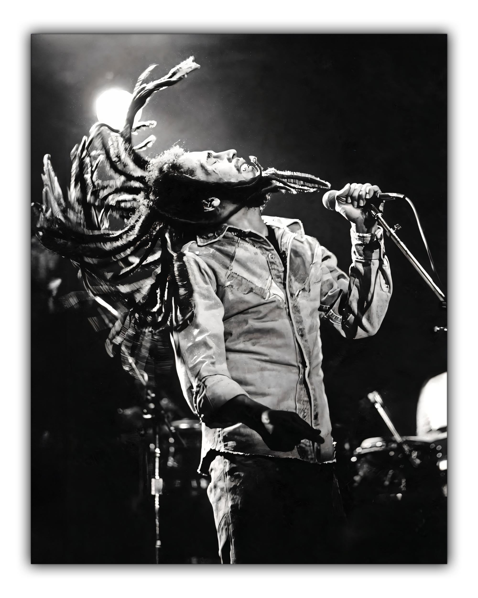 Bob Marley Canvas Poster 48x36 Silver Finish-Canvas Print-DECOROLALA