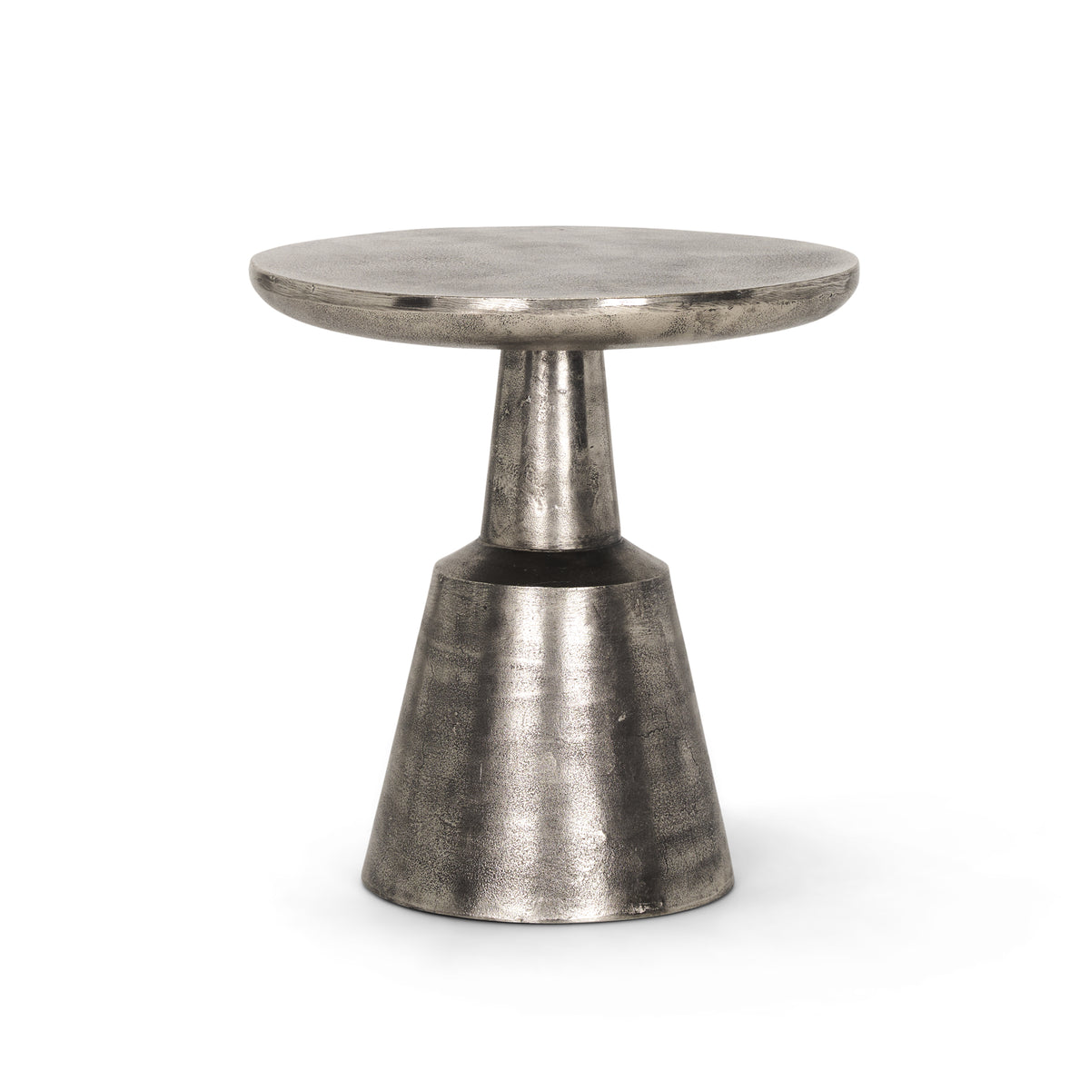 Bobbi Textured Polished Nickel Cast Aluminum Metal Accent Table-Accent Tables-DECOROLALA