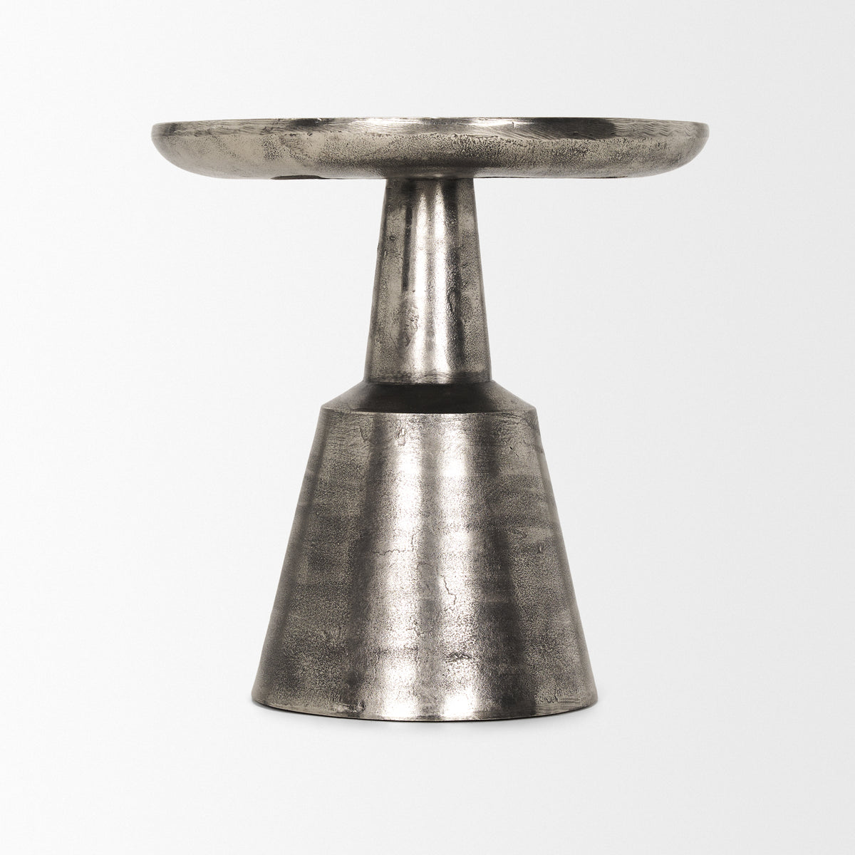 Bobbi Textured Polished Nickel Cast Aluminum Metal Accent Table-Accent Tables-DECOROLALA