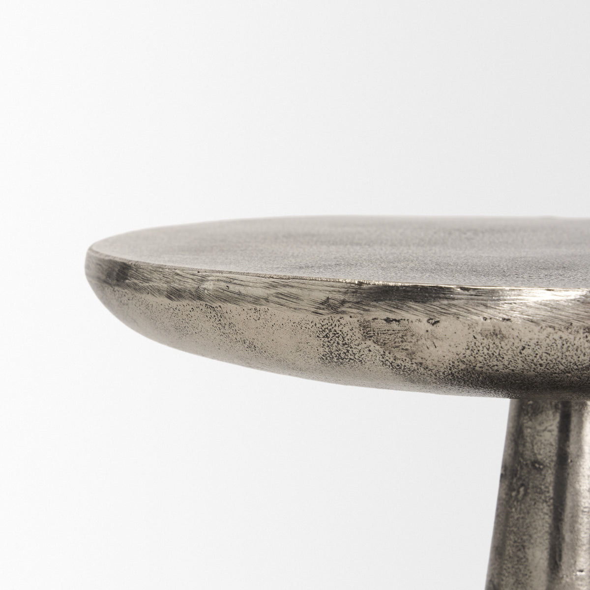 Bobbi Textured Polished Nickel Cast Aluminum Metal Accent Table-Accent Tables-DECOROLALA