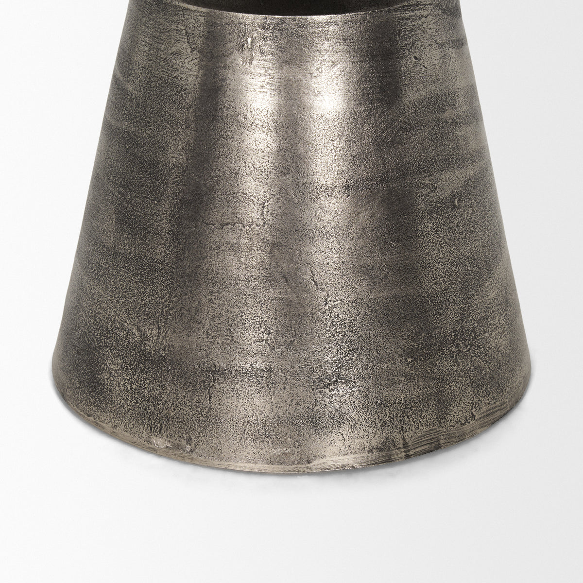 Bobbi Textured Polished Nickel Cast Aluminum Metal Accent Table-Accent Tables-DECOROLALA