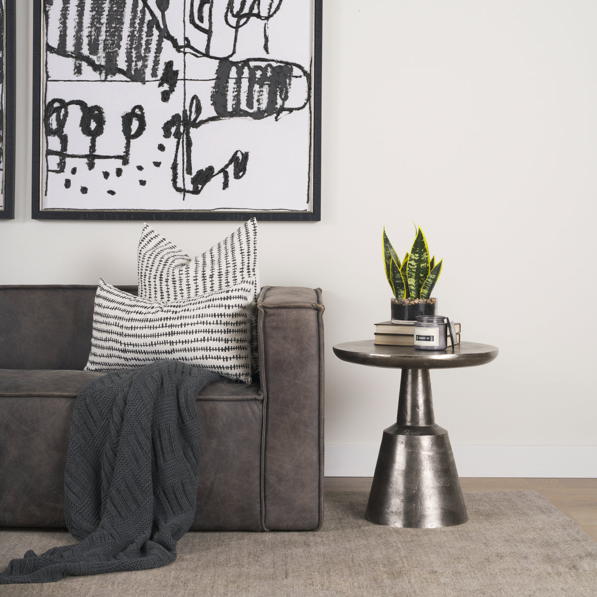 Bobbi Textured Polished Nickel Cast Aluminum Metal Accent Table-Accent Tables-DECOROLALA