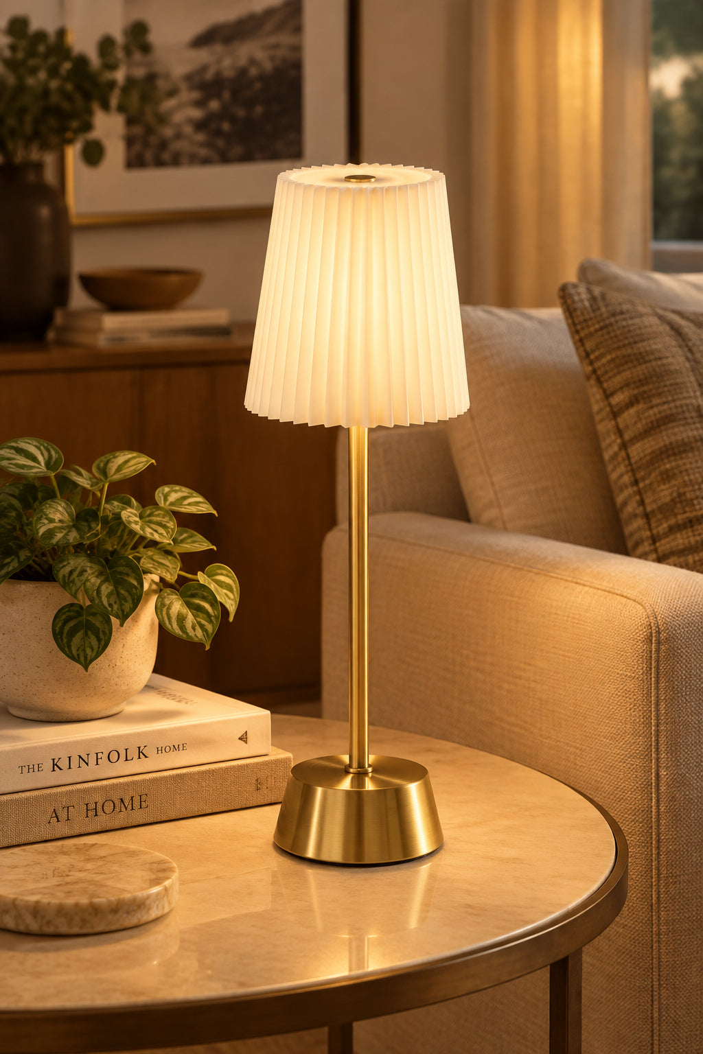 Bobby Cordless LED Table Lamp - Brass 14"-Lighting-DECOROLALA