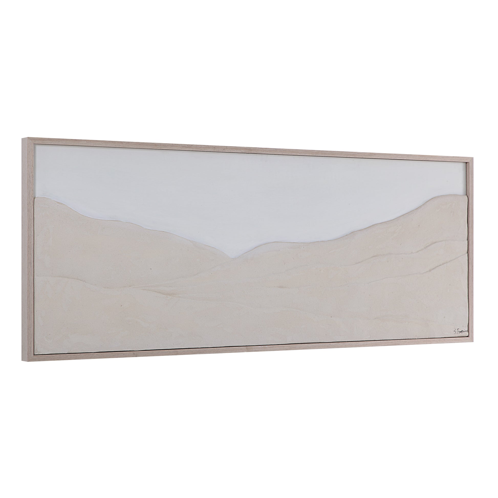 Bobier 60" Wide Wall Art with Wood Frame, Cream-Canvas Art-DECOROLALA