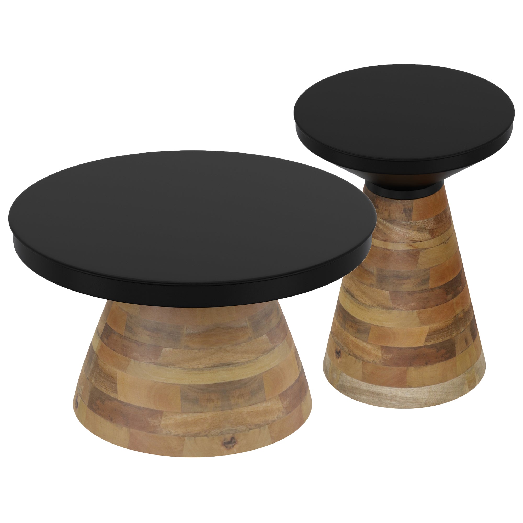 Boden 2-Piece Coffee Table Set - Black Mango Wood & Iron-DECOROLALA
