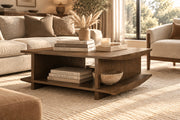 Boden 42" Square Wood Coffee Table w/ Open Shelf-Coffee Tables-DECOROLALA