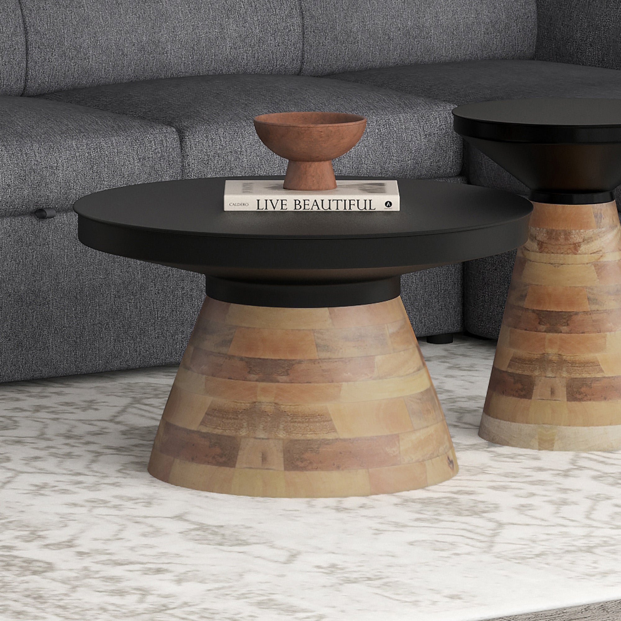 Boden Coffee Table - Black Mango Wood & Iron Mid-Century-DECOROLALA