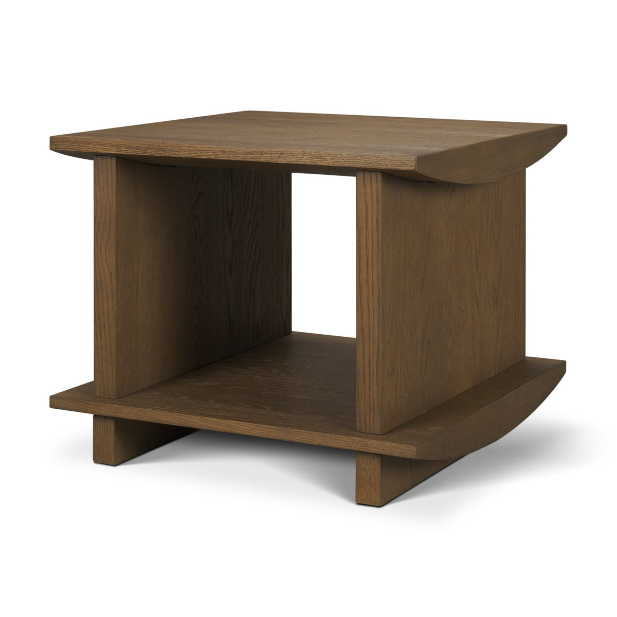 Boden Wood Side Table w/ Open Shelves-Accent Tables-DECOROLALA