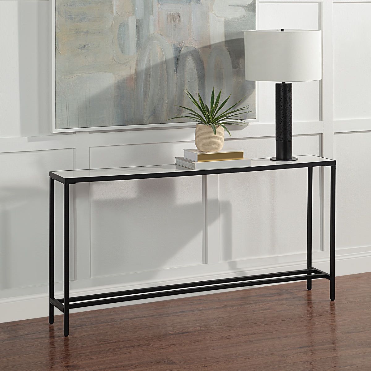 Bodin Indoor Iron Console Table, Matte Black-Console Tables-DECOROLALA