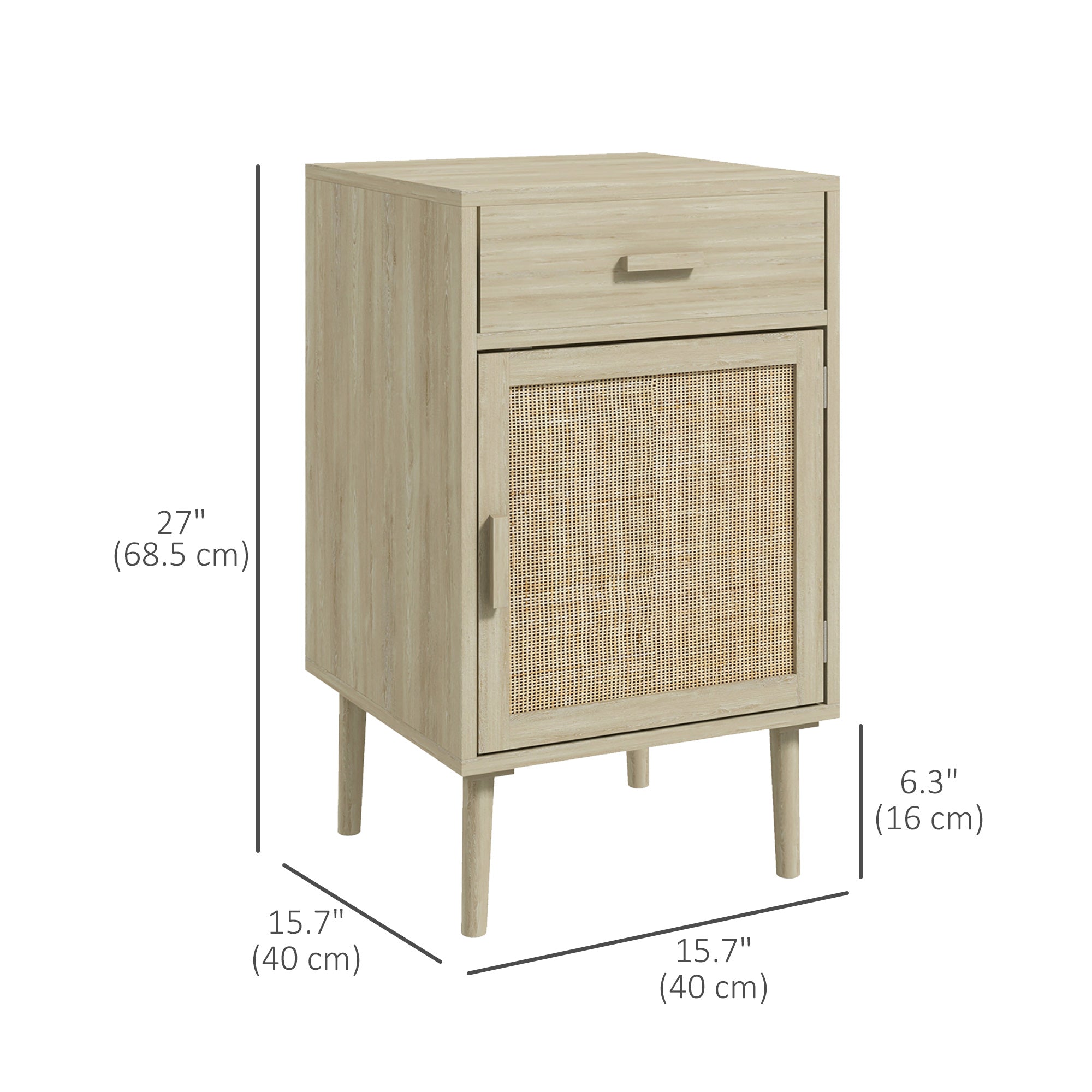 Boho Rattan Nightstands Set of 2 - Oak Bedside Tables-Home Furnishings > Bedroom Furniture > Bedside Tables-DECOROLALA