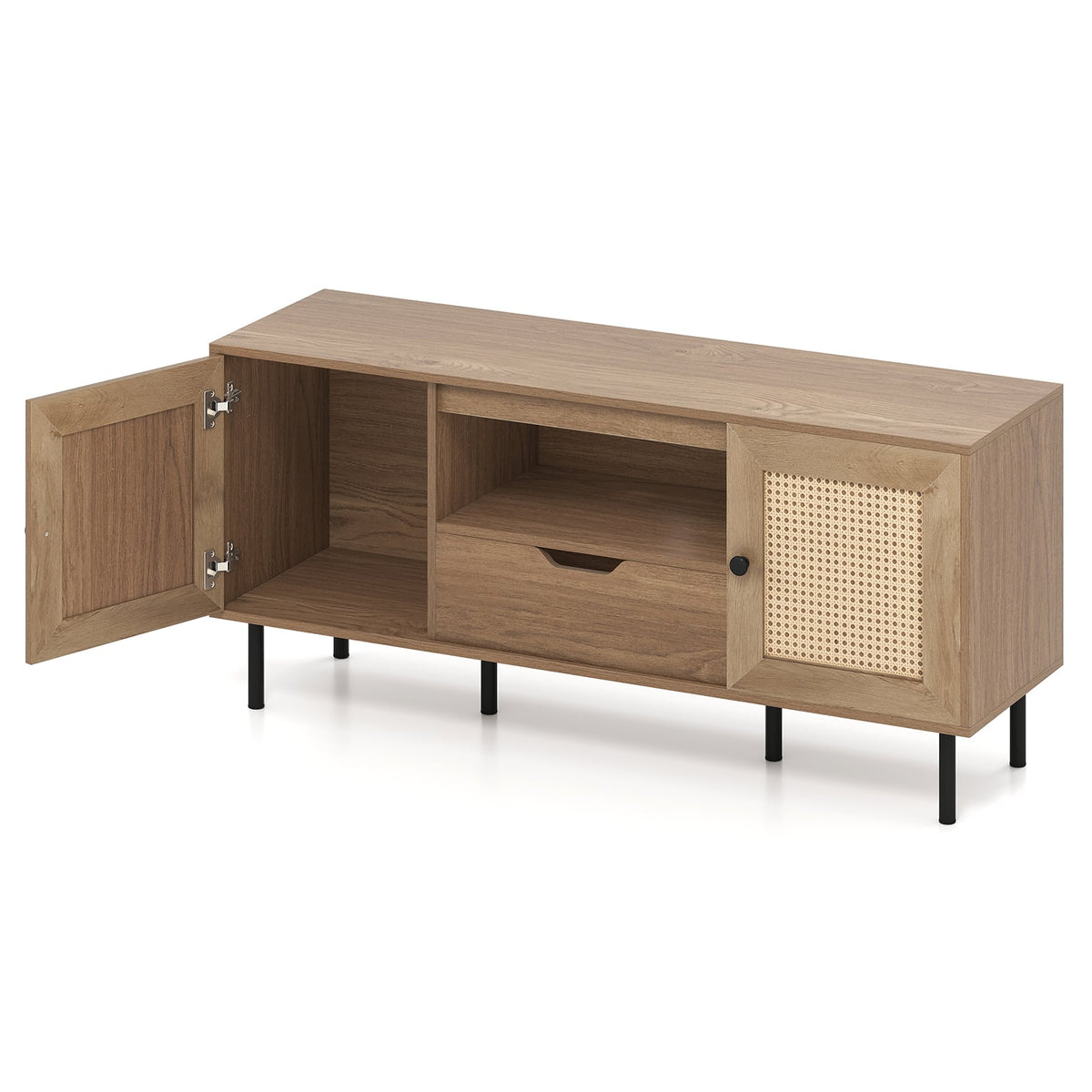 Boho Rattan TV Stand for 60 Inch TV - Natural 52" Media Console-Entertainment Centers & TV Stands-DECOROLALA