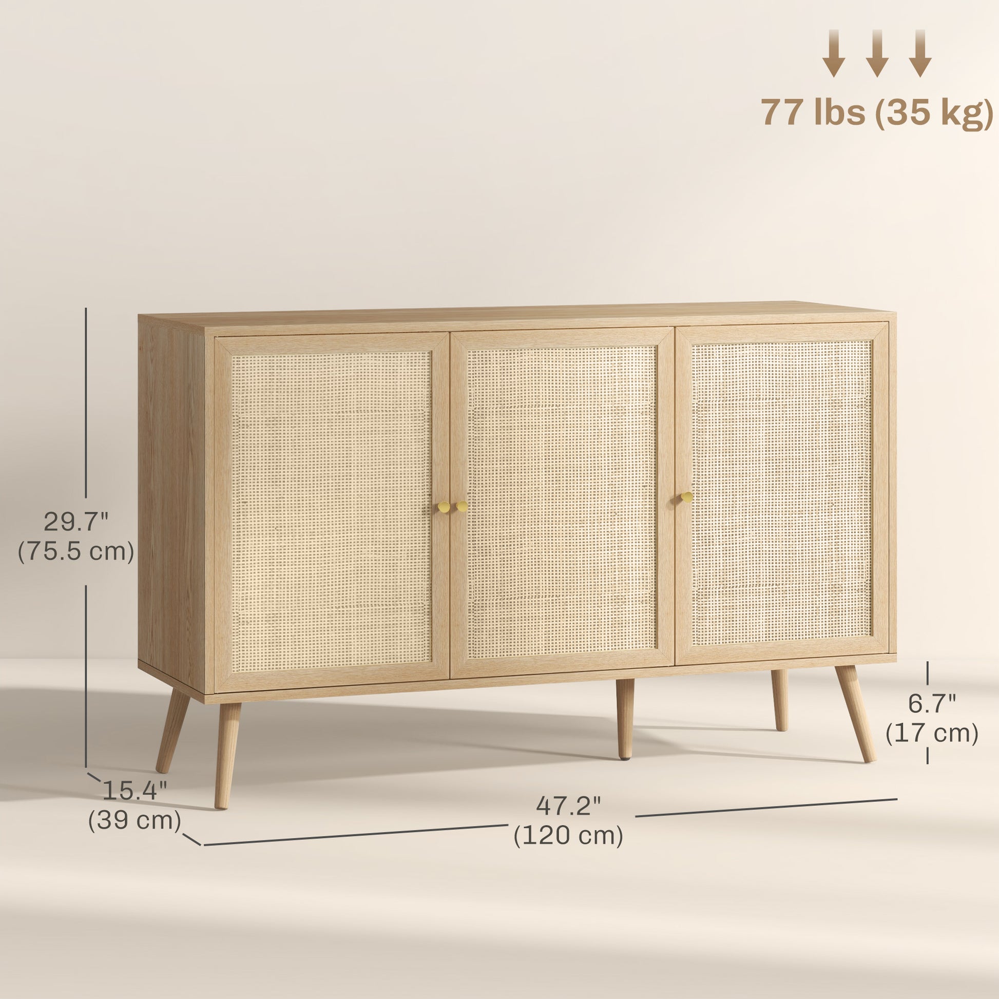 Boho Sideboard Cabinet - Rattan Doors Natural-DECOROLALA