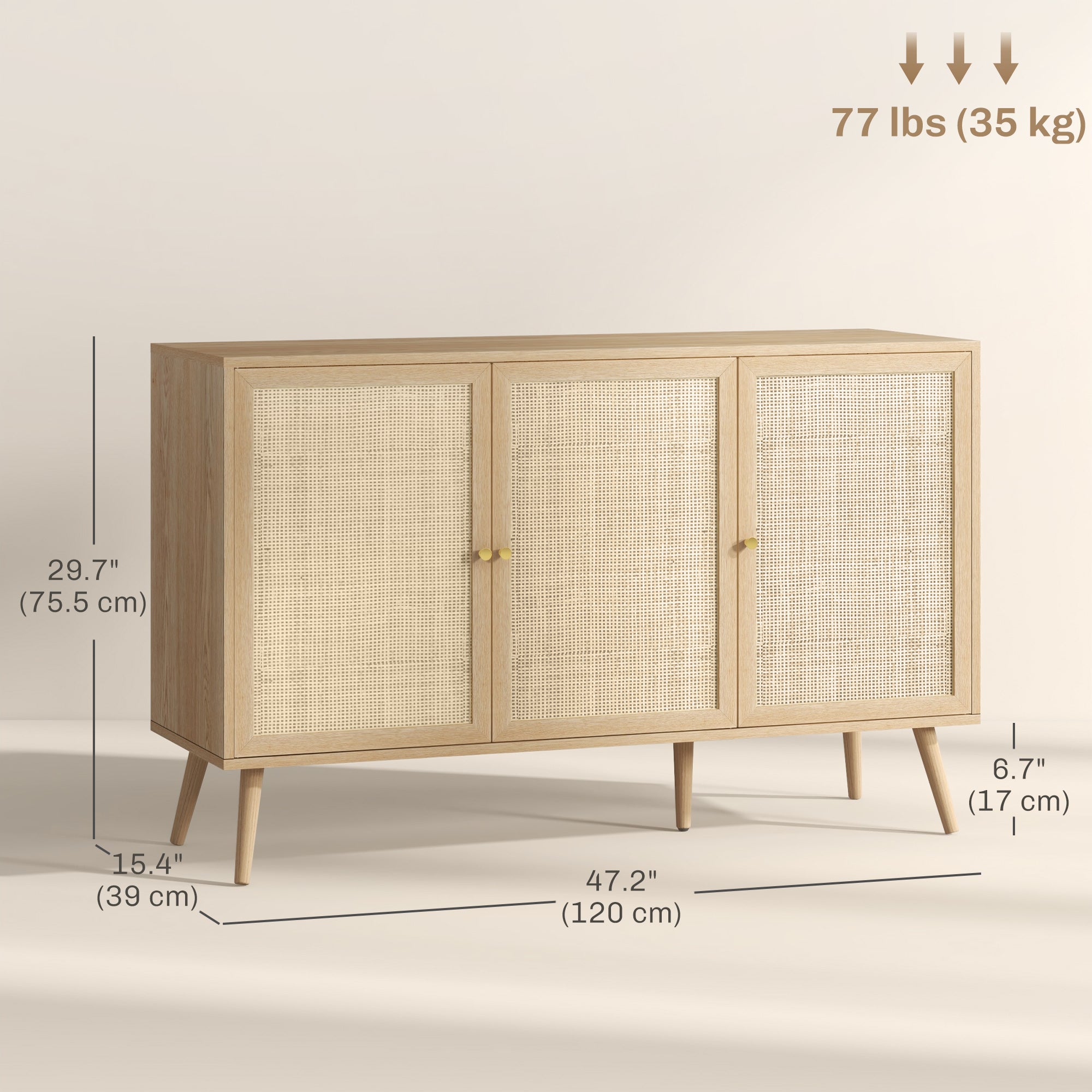 Boho Sideboard Cabinet - Rattan Doors Natural-DECOROLALA