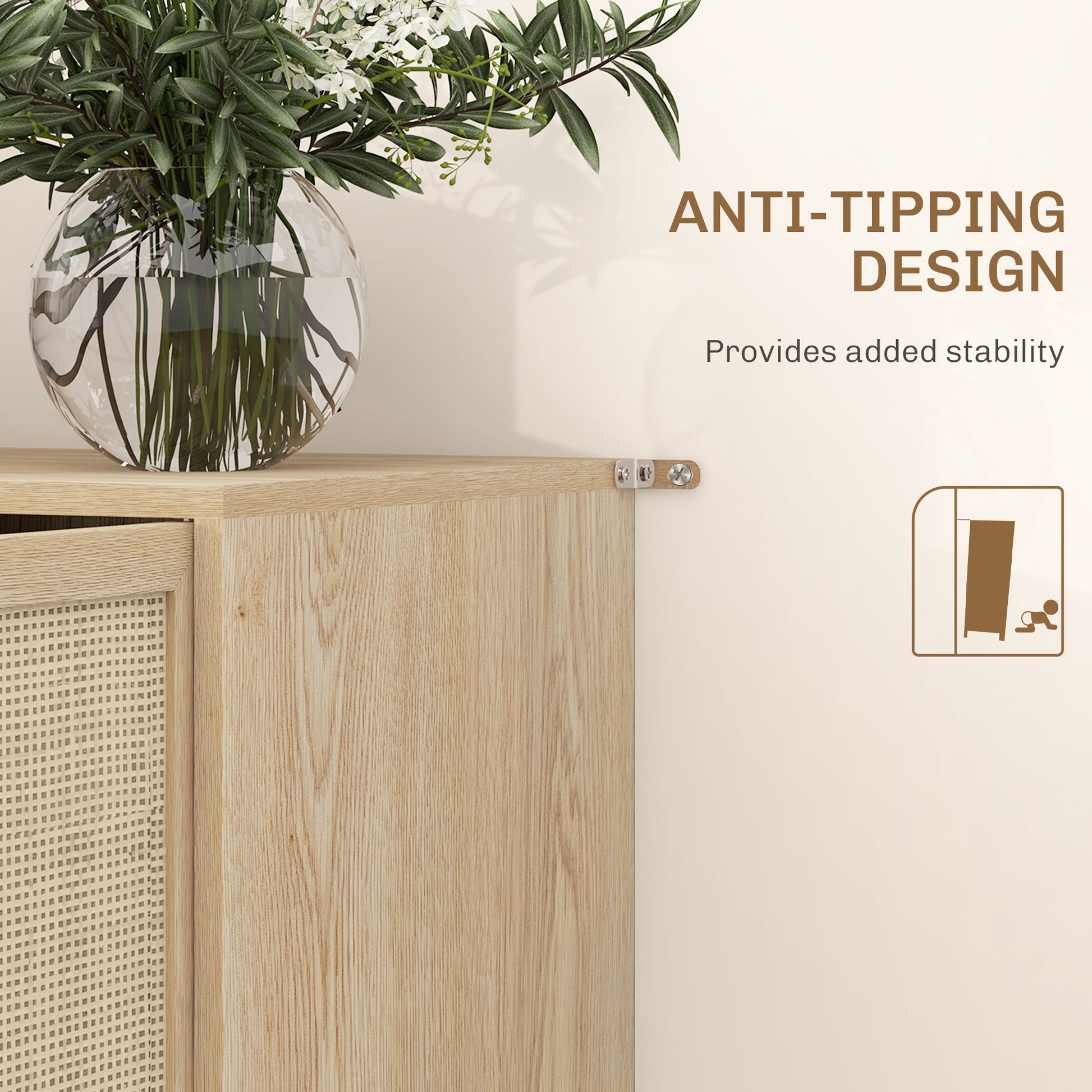 Boho Sideboard Cabinet - Rattan Doors Natural-DECOROLALA