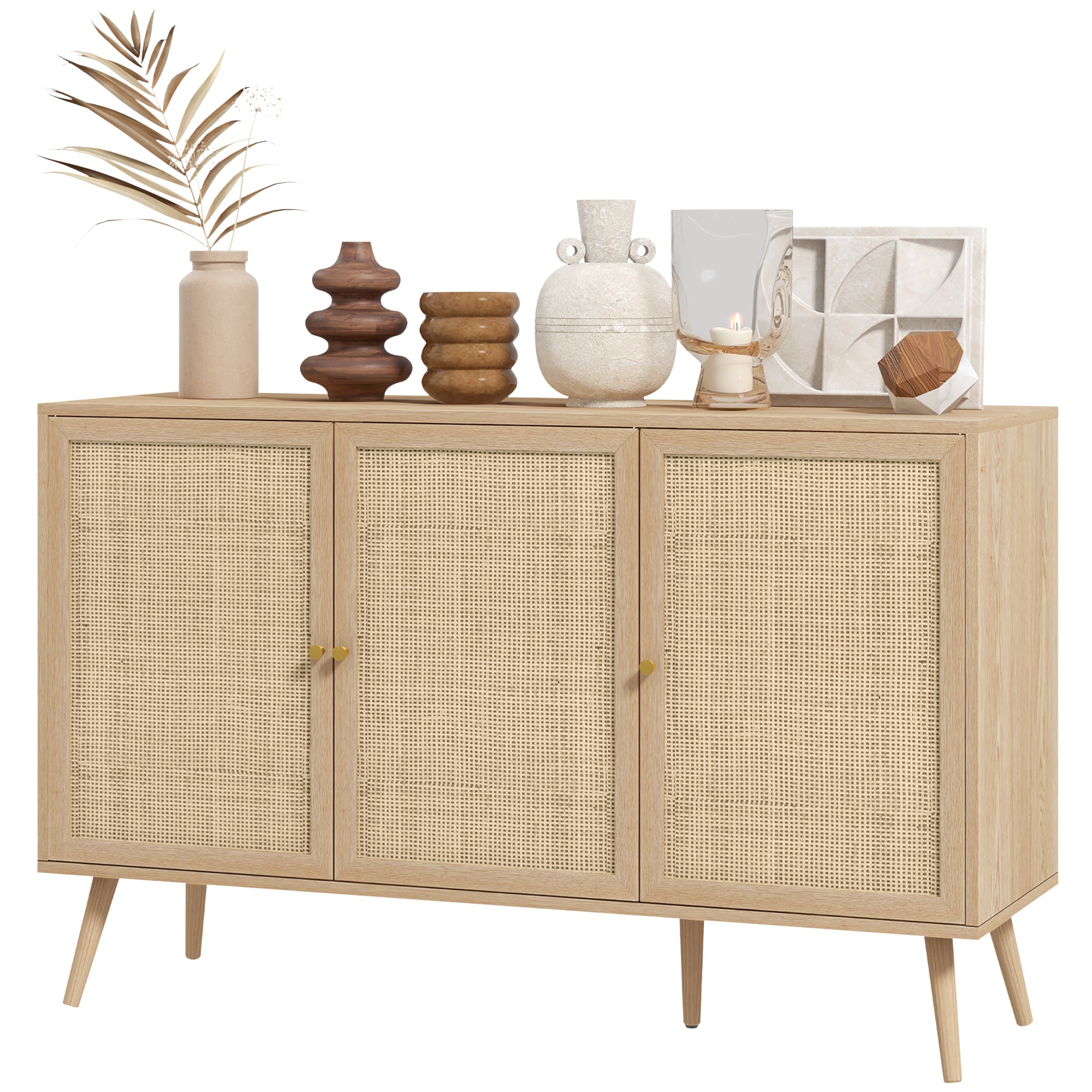 Boho Sideboard Cabinet - Rattan Doors Natural-DECOROLALA