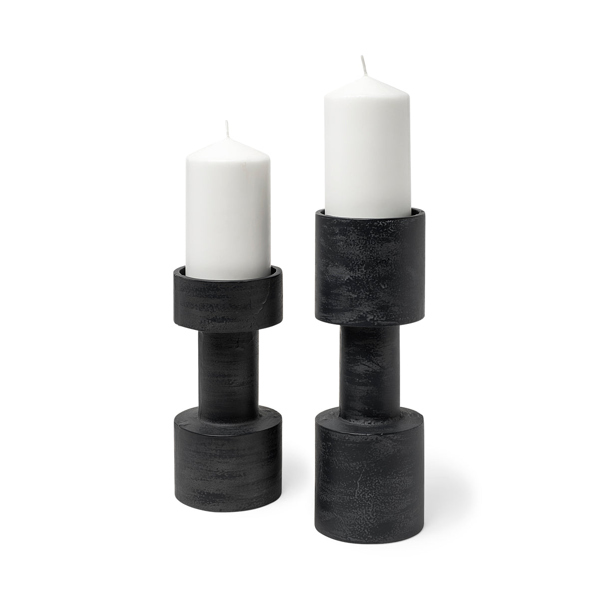 Bolton I 3.9L x 3.9W x 10.6H Black Metal Table Candle Holders-Table Candle Holders-DECOROLALA