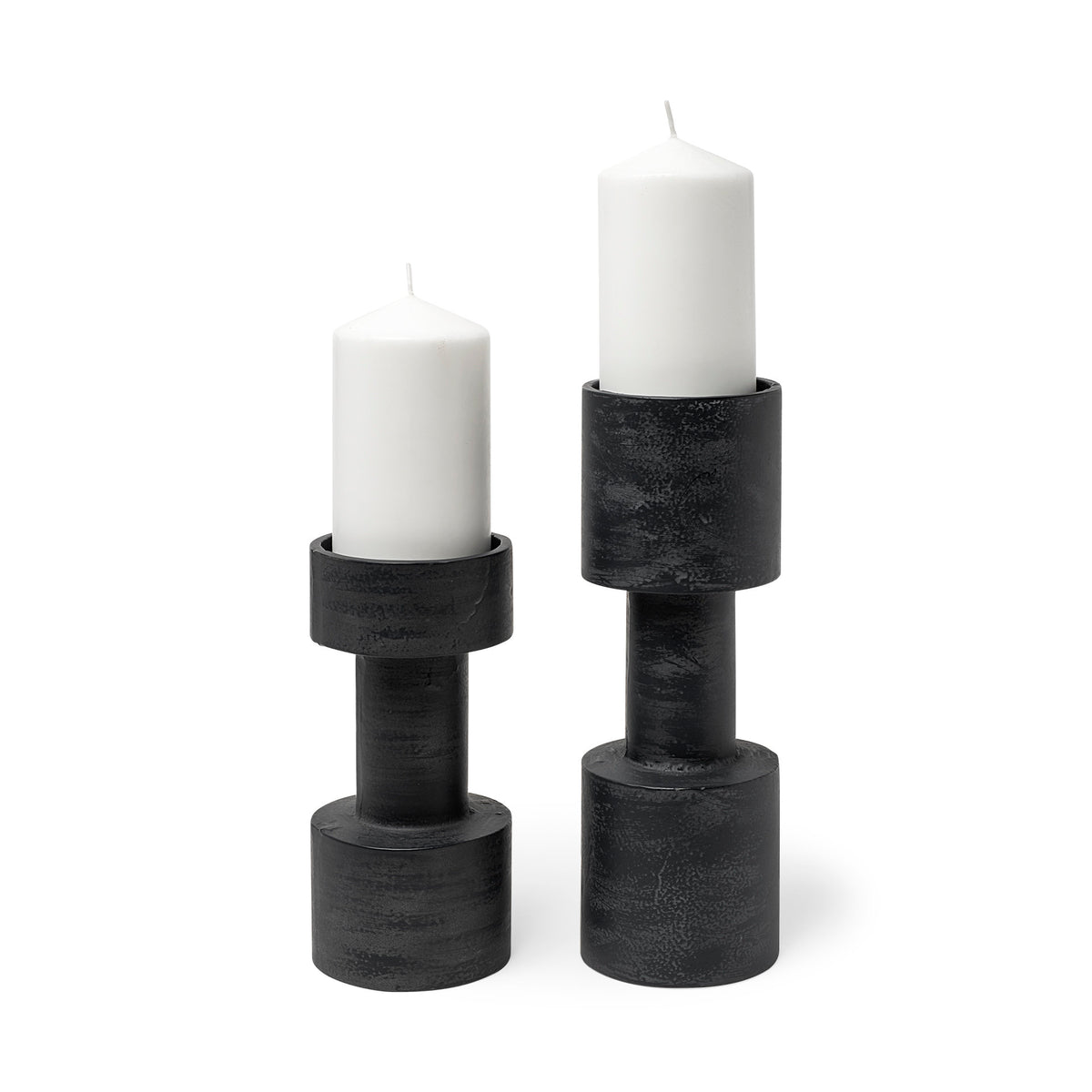 Bolton I 3.9L x 3.9W x 10.6H Black Metal Table Candle Holders-Table Candle Holders-DECOROLALA