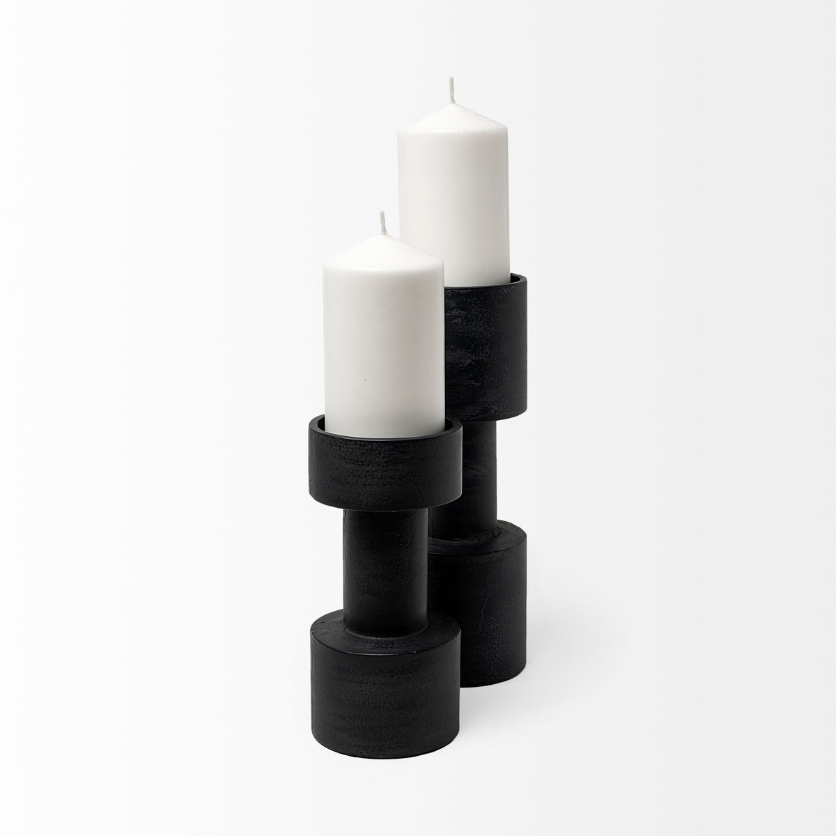 Bolton I 3.9L x 3.9W x 10.6H Black Metal Table Candle Holders-Table Candle Holders-DECOROLALA