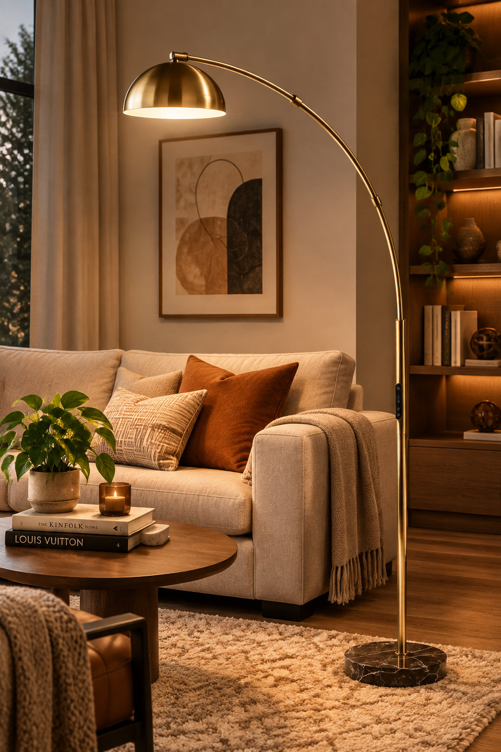 Bolton LED Arc Lamp - 71.5" Smart Touch Brass-Lighting-DECOROLALA