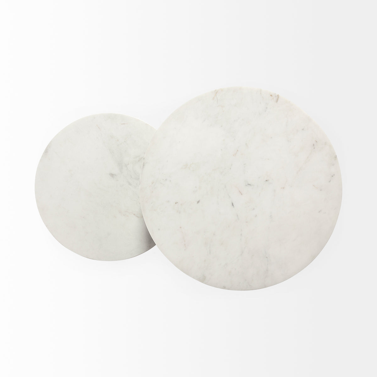 Bombola I (Small) 15L x 15W White Round Marble Top W/Black Metal Frame Accent Table-Accent Tables-DECOROLALA