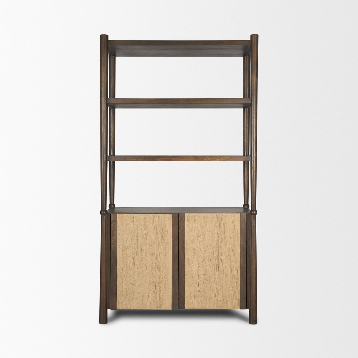 Bondi 2 Door Open Dark Brown Wood w/ Paper Rope Shelving Unit-Shelving-DECOROLALA
