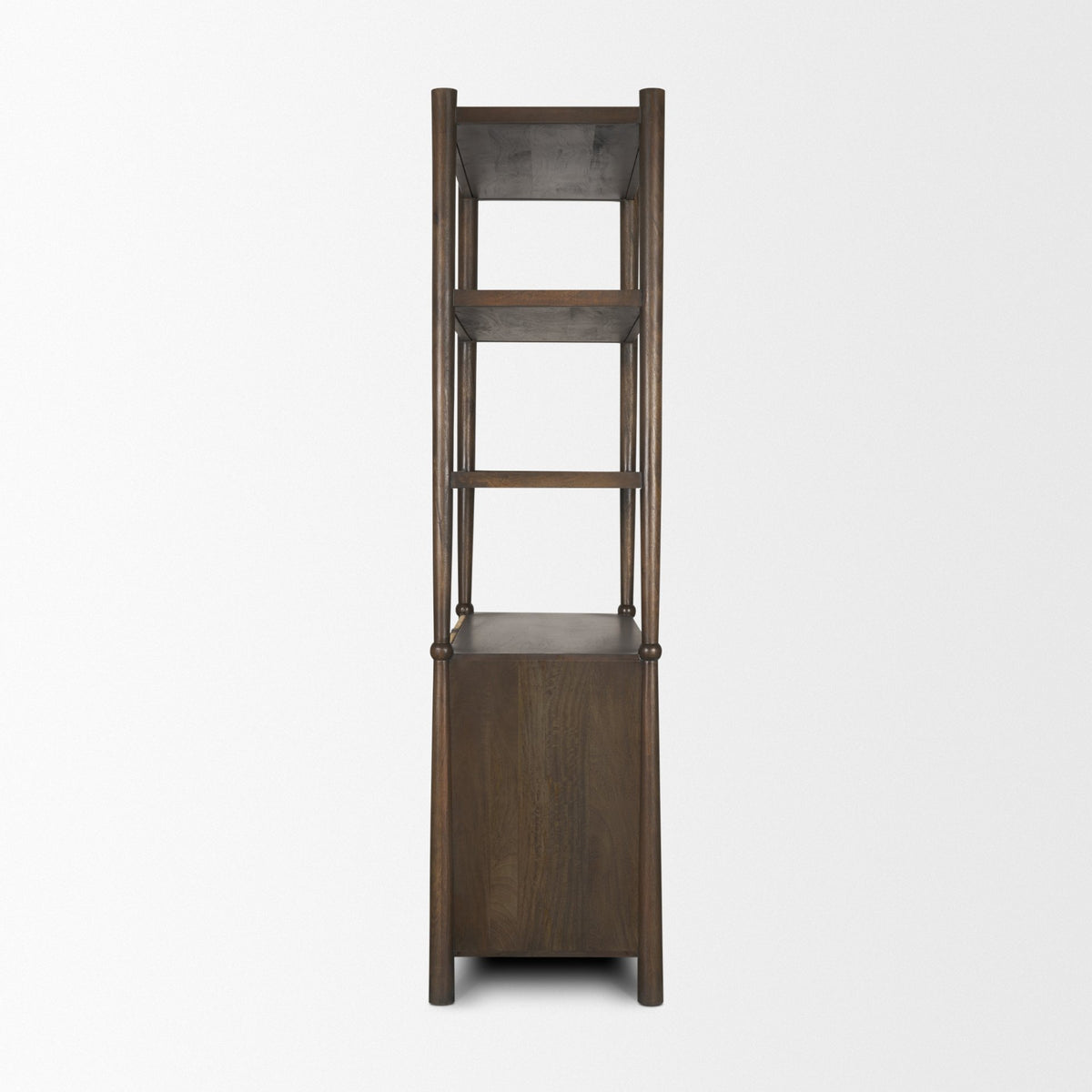 Bondi 2 Door Open Dark Brown Wood w/ Paper Rope Shelving Unit-Shelving-DECOROLALA