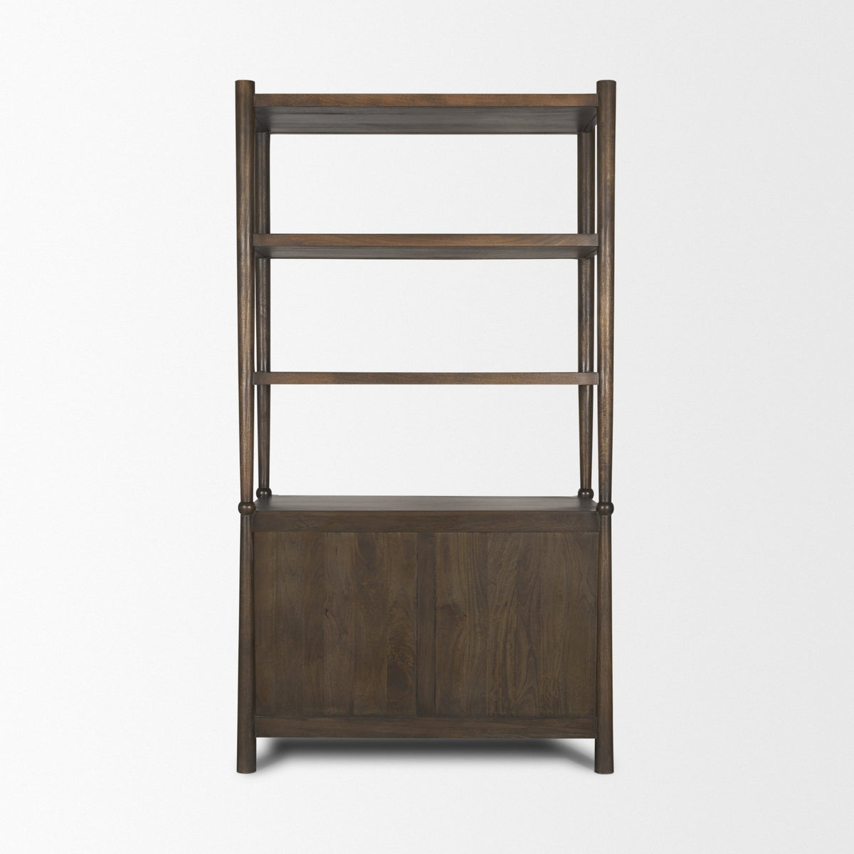 Bondi 2 Door Open Dark Brown Wood w/ Paper Rope Shelving Unit-Shelving-DECOROLALA