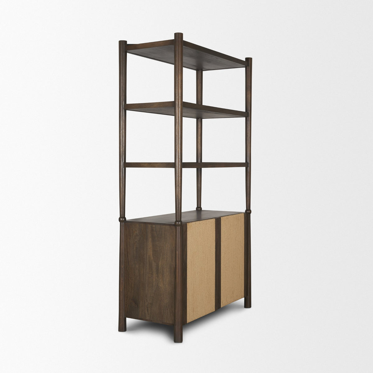 Bondi 2 Door Open Dark Brown Wood w/ Paper Rope Shelving Unit-Shelving-DECOROLALA