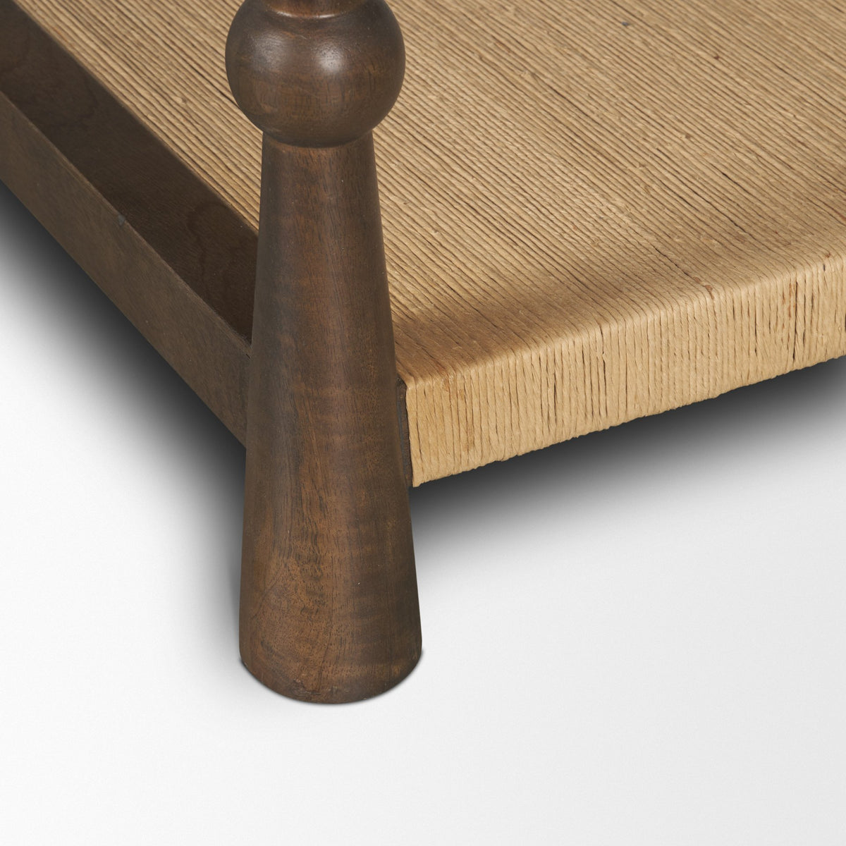 Bondi 42" Dark Brown Wood w/ Paper Rope Shelf Square Coffee Table-Coffee Tables-DECOROLALA