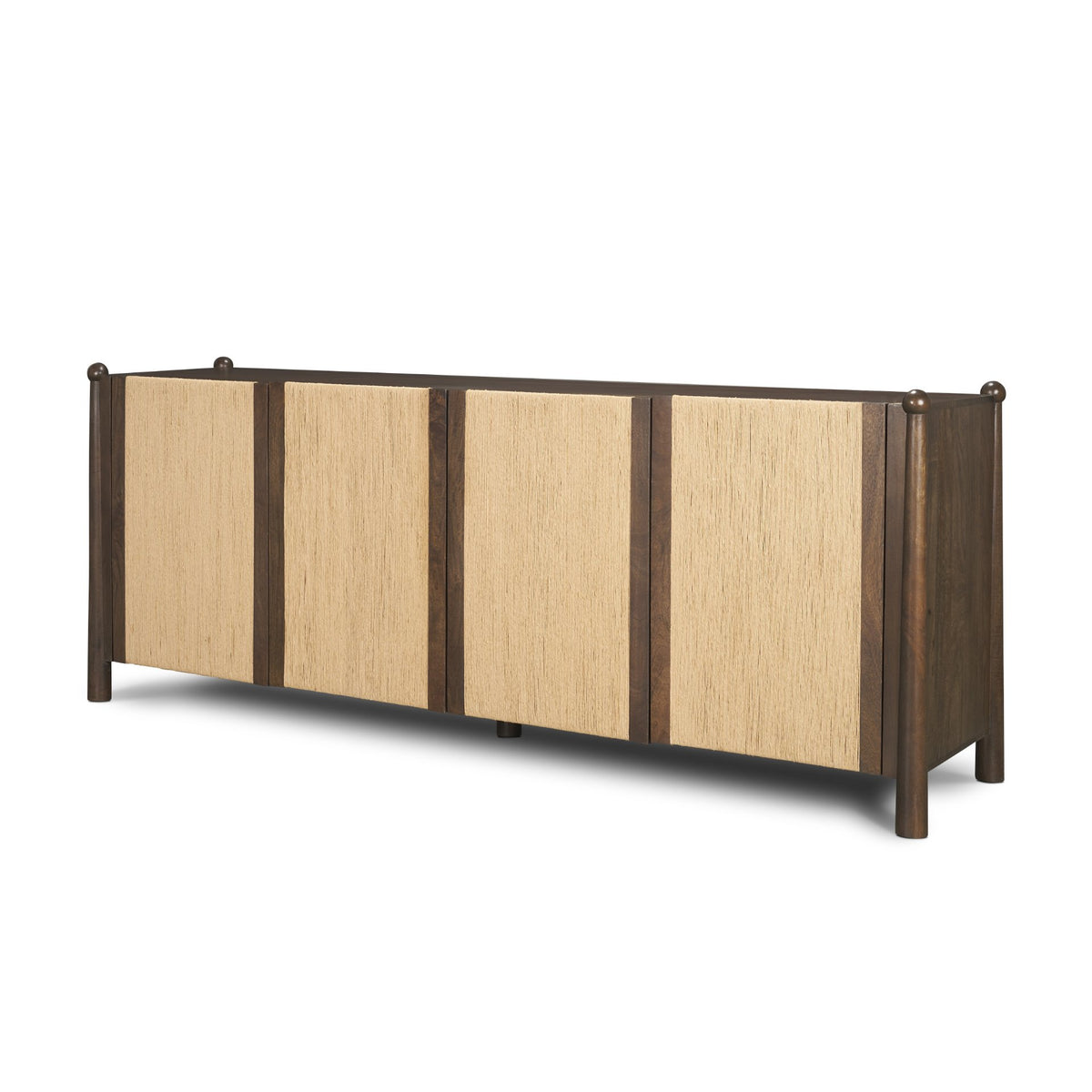 Bondi 85" Dark Brown Wood w/ Paper Rope 4 Door Closed Sideboard-Sideboards & Buffets-DECOROLALA