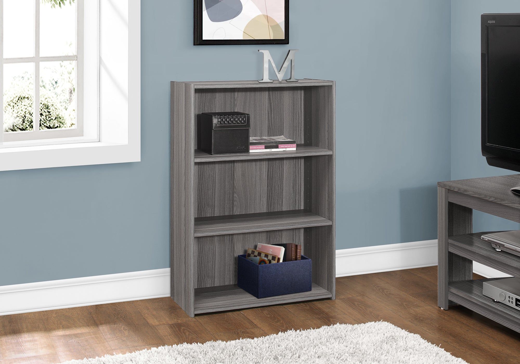 Bookcase - 36"H Cherry 3 Shelves-Computer Desk-DECOROLALA
