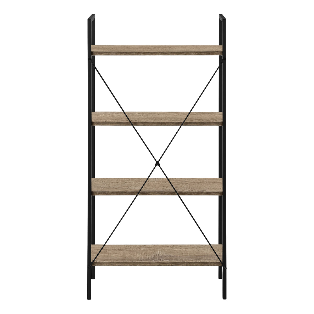 Bookcase 4-Shelf 48"H Dark Taupe Black Metal-Bookcases-DECOROLALA