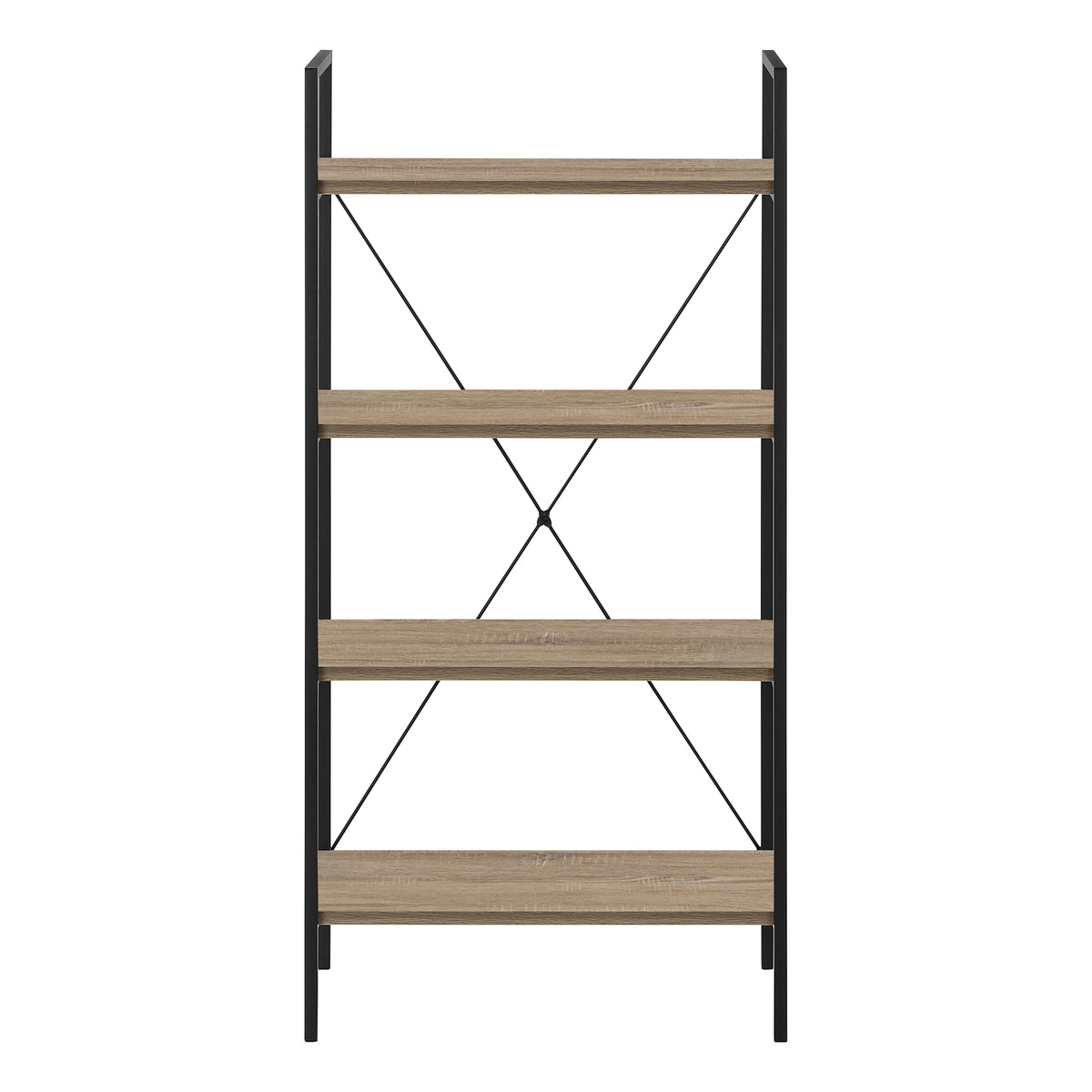 Bookcase 4-Shelf 48"H Dark Taupe Black Metal-Bookcases-DECOROLALA