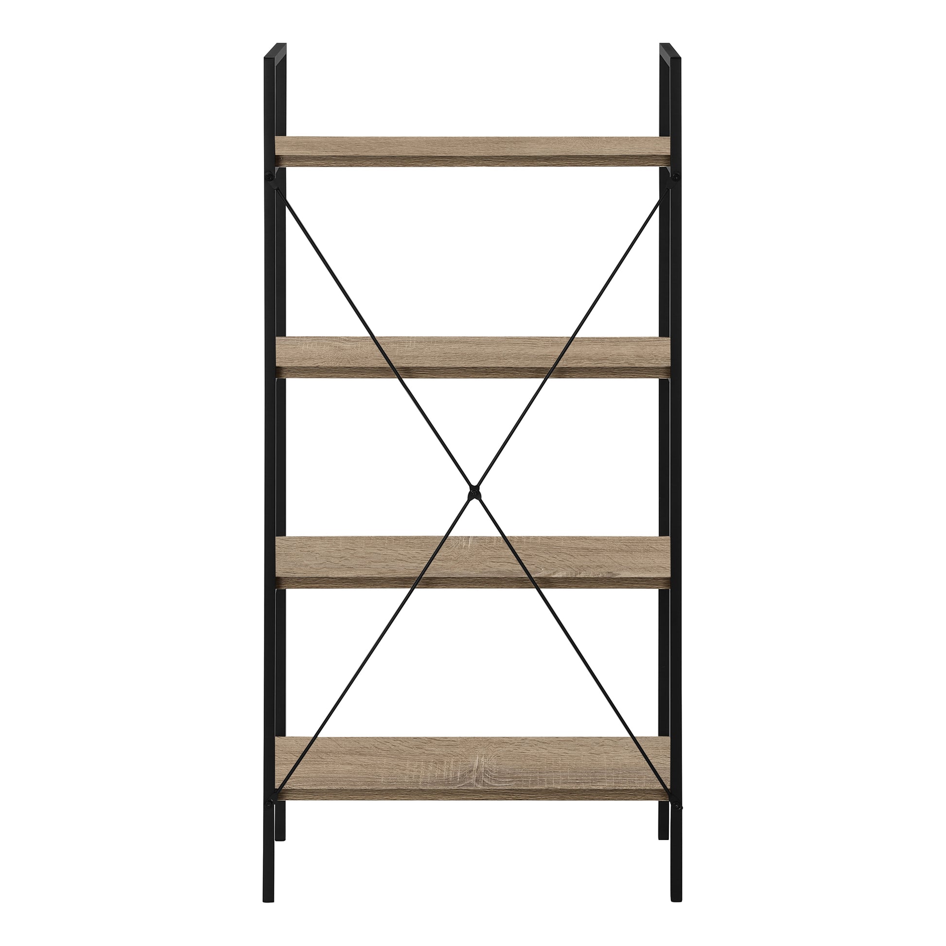 Bookcase 4-Shelf 48"H Dark Taupe Black Metal-Bookshelf-DECOROLALA