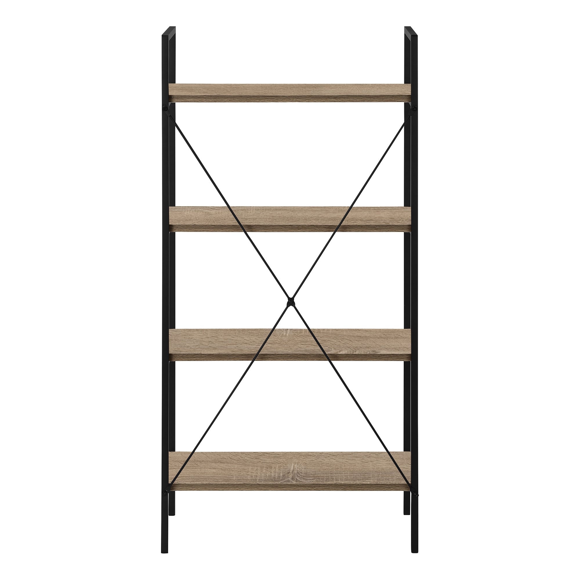 Bookcase 4-Shelf 48"H Dark Taupe Black Metal-Bookshelf-DECOROLALA