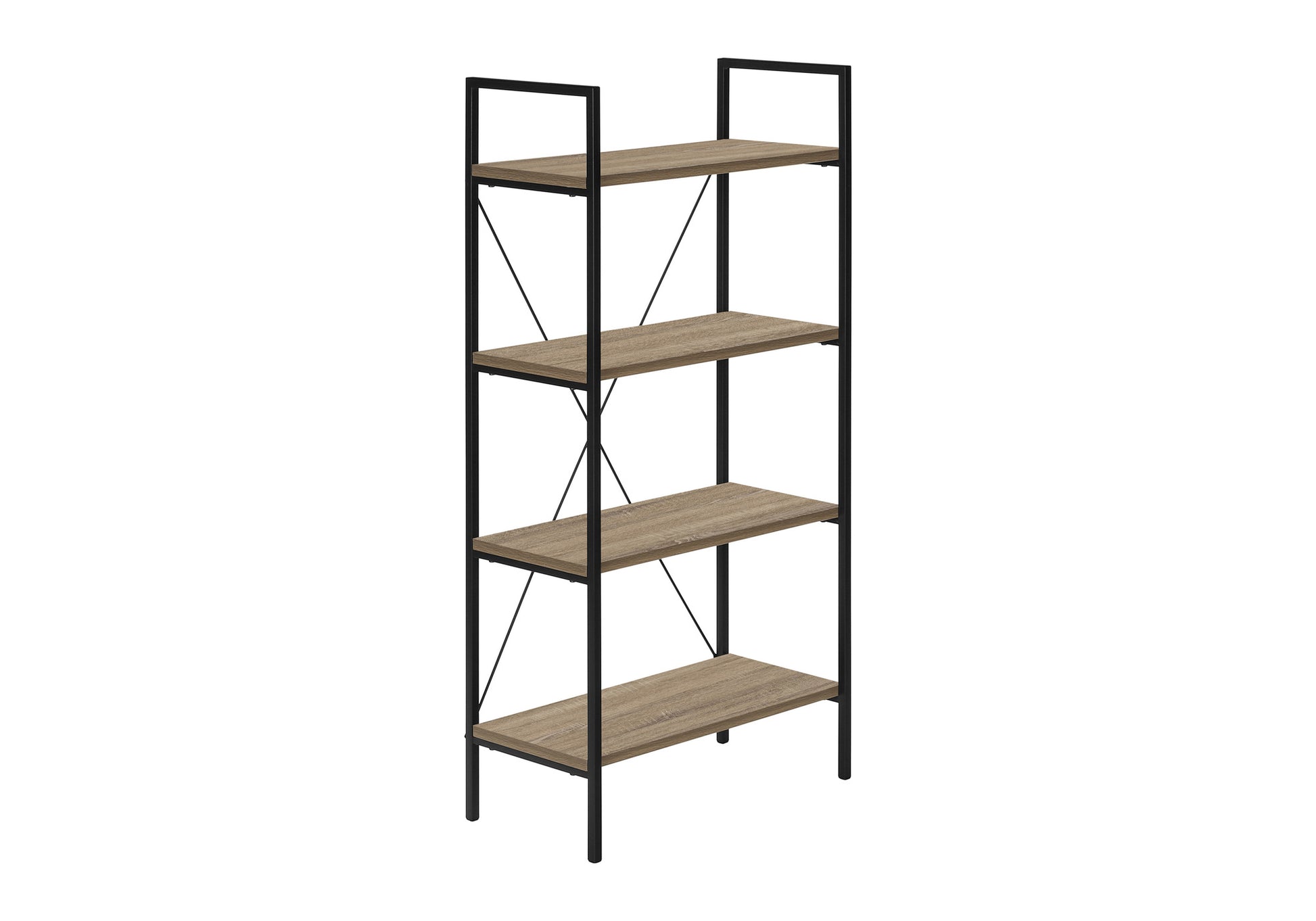 Bookcase 4-Shelf 48"H Dark Taupe Black Metal-Bookshelf-DECOROLALA