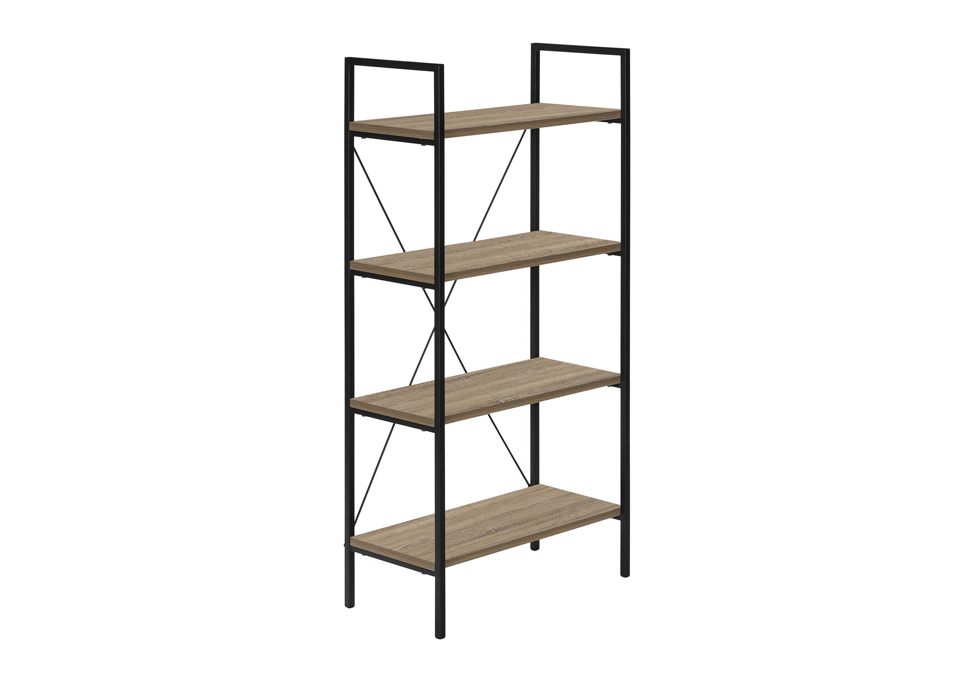 Bookcase 4-Shelf 48"H Dark Taupe Black Metal-Bookshelf-DECOROLALA
