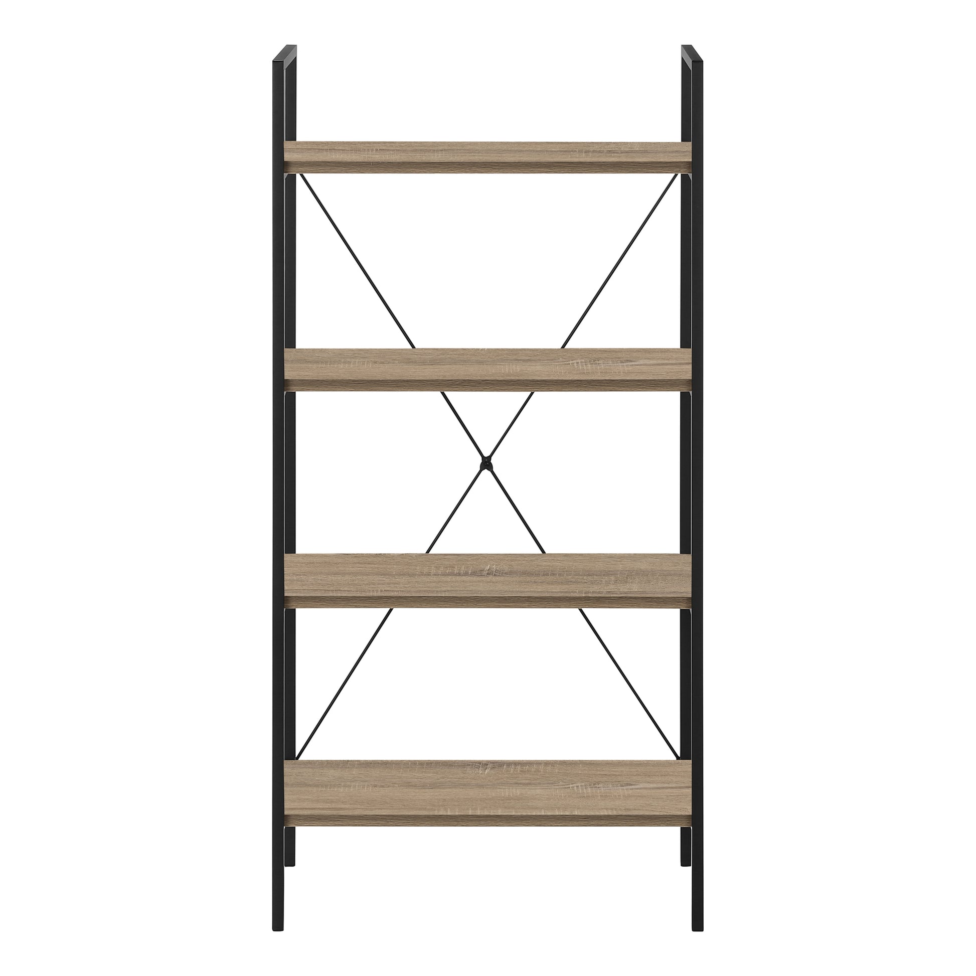 Bookcase 4-Shelf 48"H Dark Taupe Black Metal-Bookshelf-DECOROLALA
