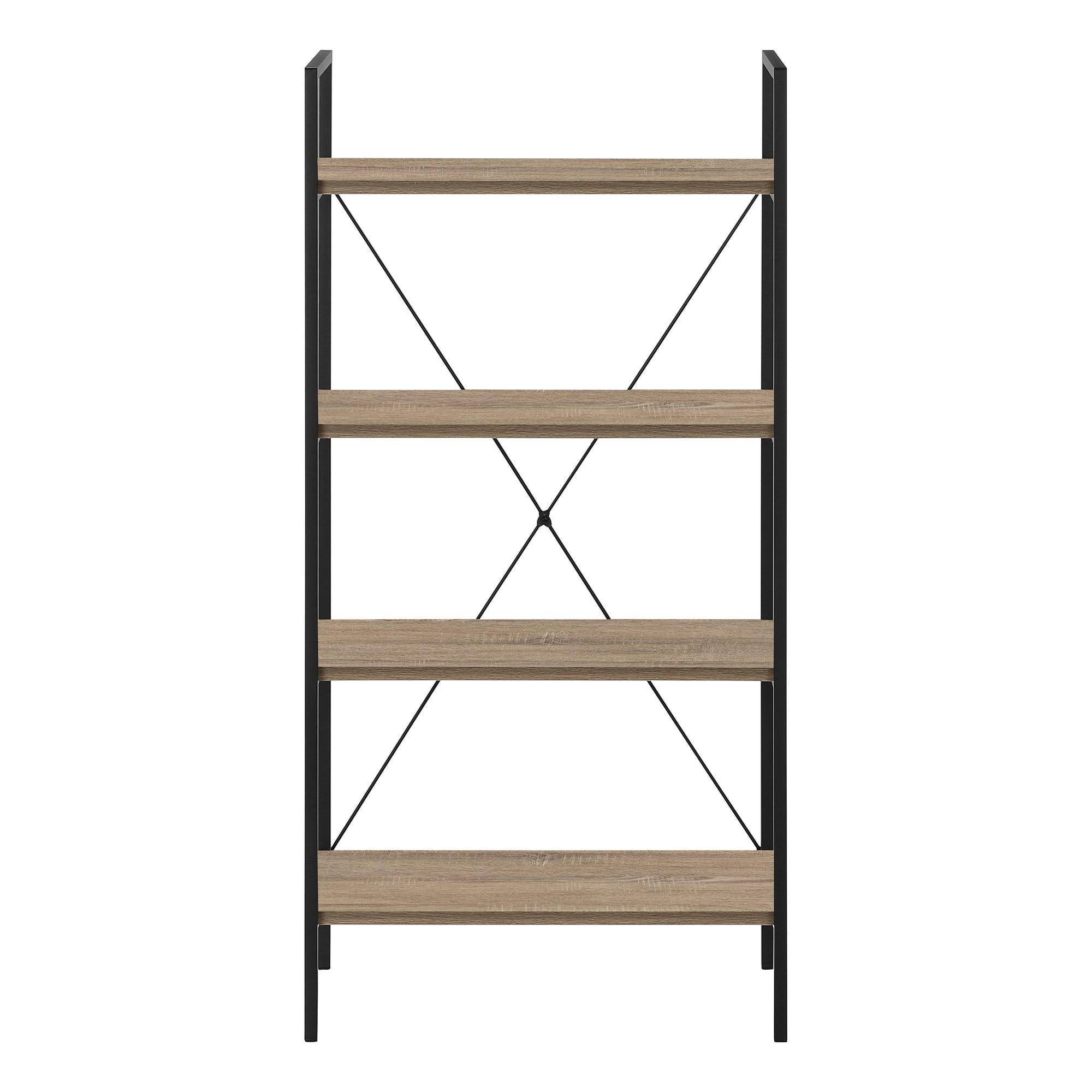 Bookcase 4-Shelf 48"H Dark Taupe Black Metal-Bookshelf-DECOROLALA