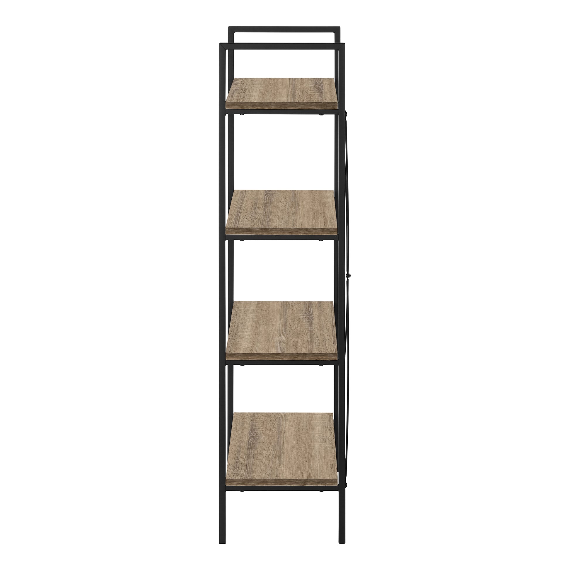 Bookcase 4-Shelf 48"H Dark Taupe Black Metal-Bookshelf-DECOROLALA