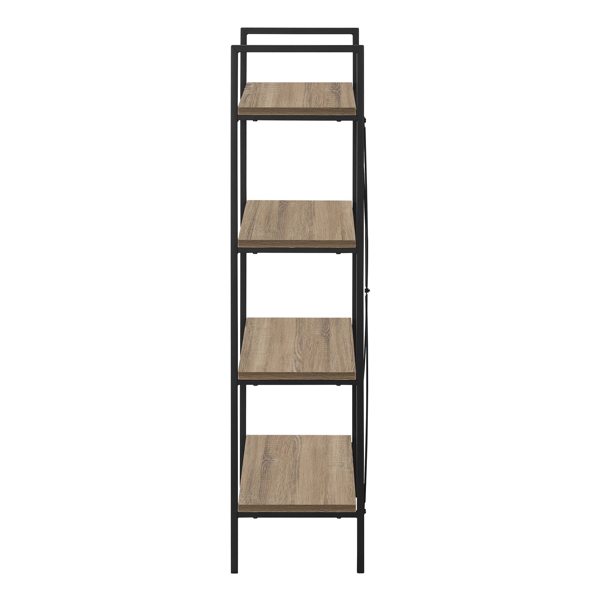 Bookcase 4-Shelf 48"H Dark Taupe Black Metal-Bookshelf-DECOROLALA