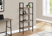 Bookcase 4-Shelf 48"H Dark Taupe Black Metal-Bookshelf-DECOROLALA