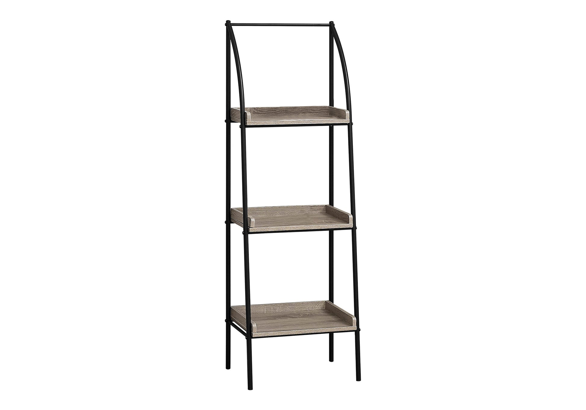 Bookcase 48"H 3-Tier Dark Taupe Black Metal-Bookshelf-DECOROLALA